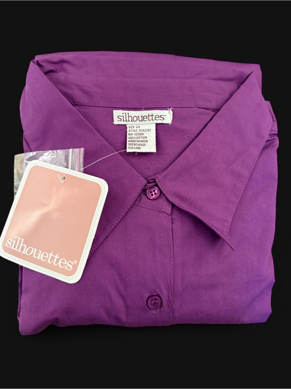 NWT Women’s Silhouettes Purple Button-Up Shirt Plus 2X